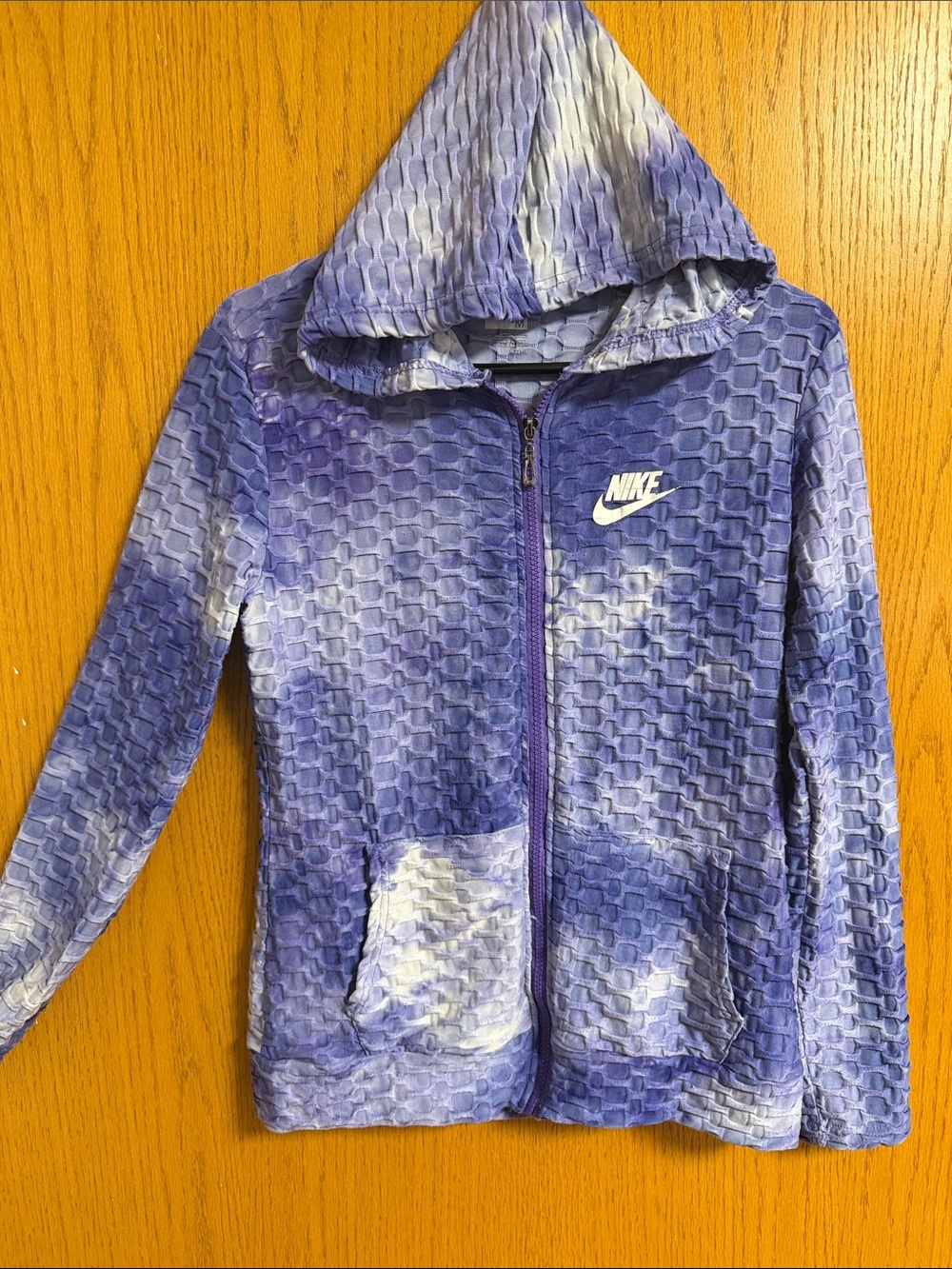Nike Purple Tie-Dye Hooded Zip Women’s sx M Lightweight Fitted Jacket